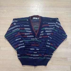 Vintage 80s/90s Entourage Textured Cardigan Sweater Abstract Pattern Size L